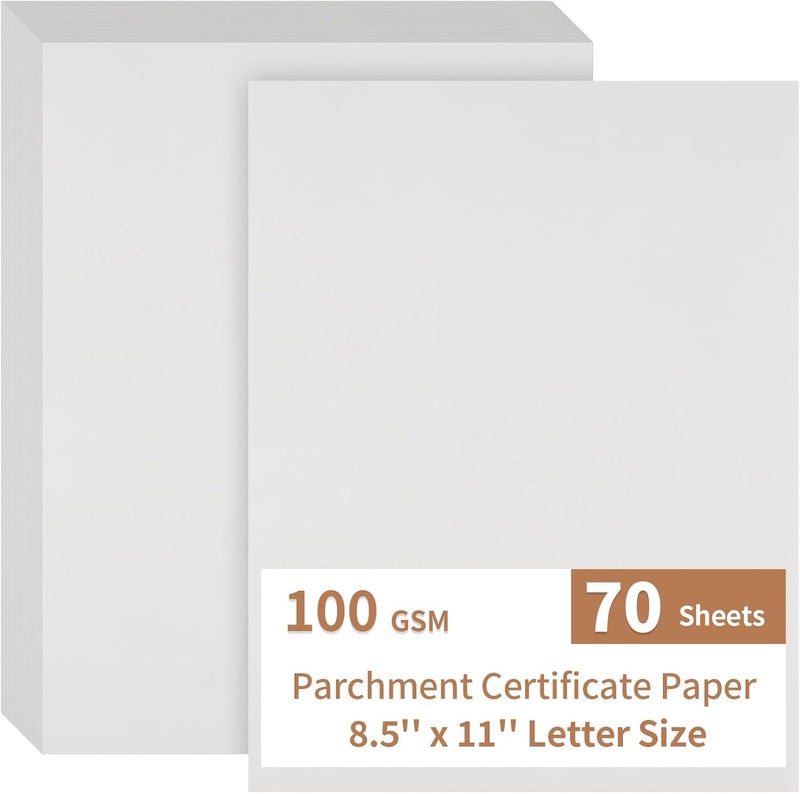 Hoiny 70 Sheet Certificate Paper 8.5 x 11 Letter Size, 100 GSM Thick Double-Sided, Stationery Parchment Printing Paper for Diploma, Award, Resume, Printer Friendly for Laser, Inkjet (Light gray) - Image 1